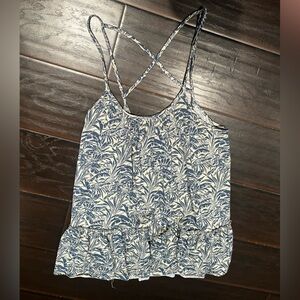 Tank top tunic length low back strap top